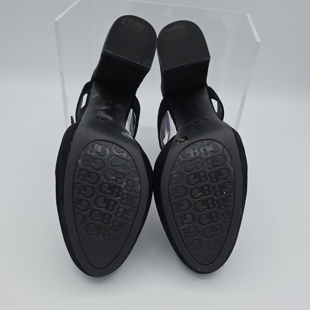 Gianni Bini Lookin-Sharp Black Faux Suede Chunky Block Heel Platform Shoes Sz 9 - Picture 7 of 8